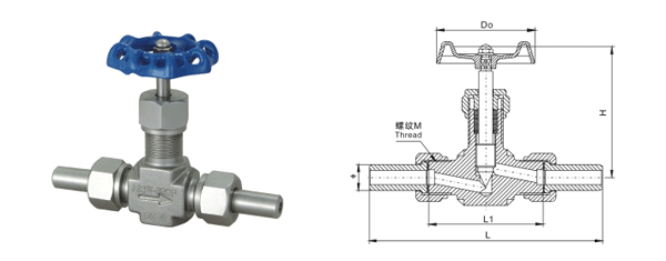 外螺纹针型阀,J21W外螺纹针型阀外形结构尺寸图