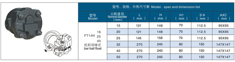 杠杆浮球式疏水阀,FT44H杠杆浮球式蒸汽疏水阀尺寸图