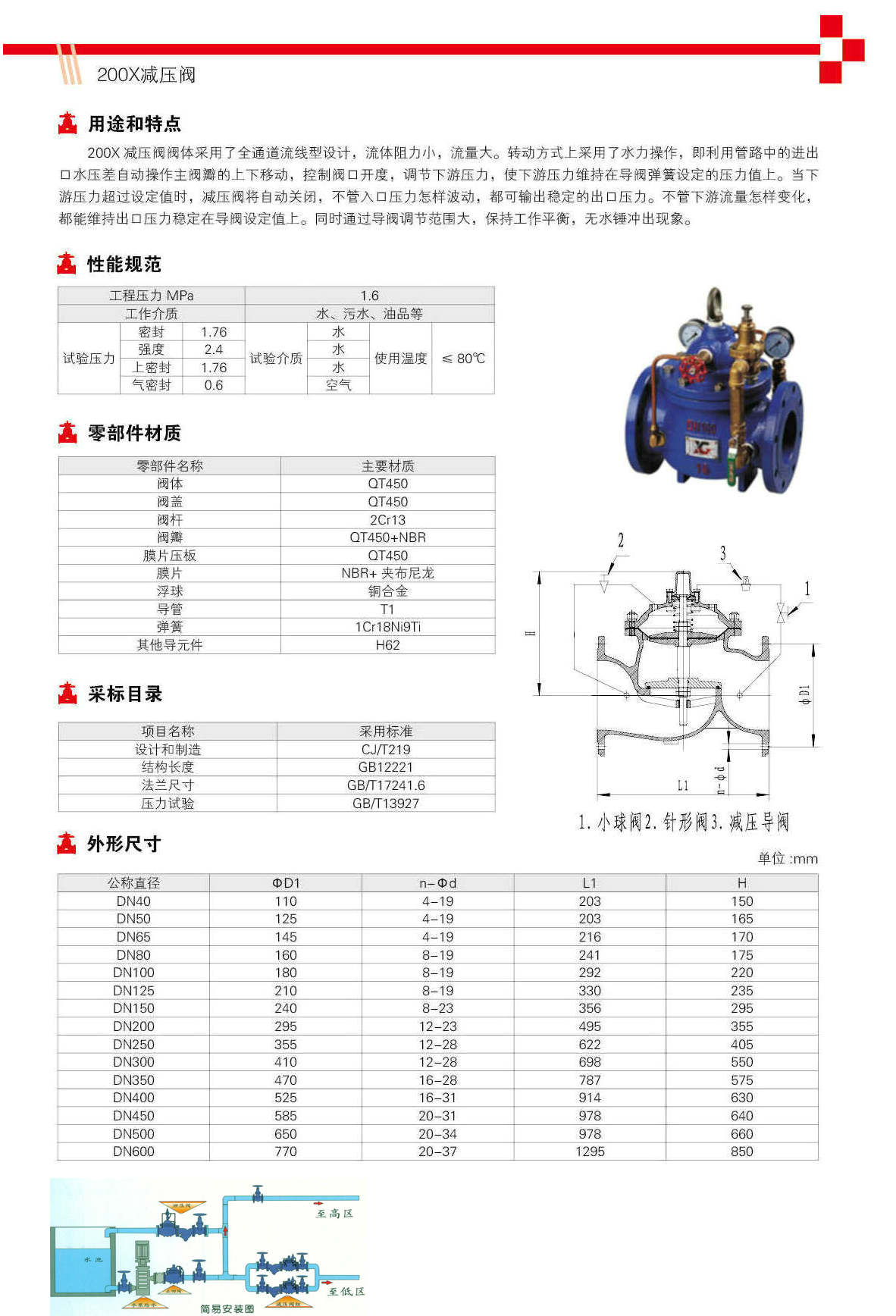 减压稳压阀,200X可调减压稳压阀尺寸结构图 减压稳压阀,200X可调减压稳压阀尺寸结构图