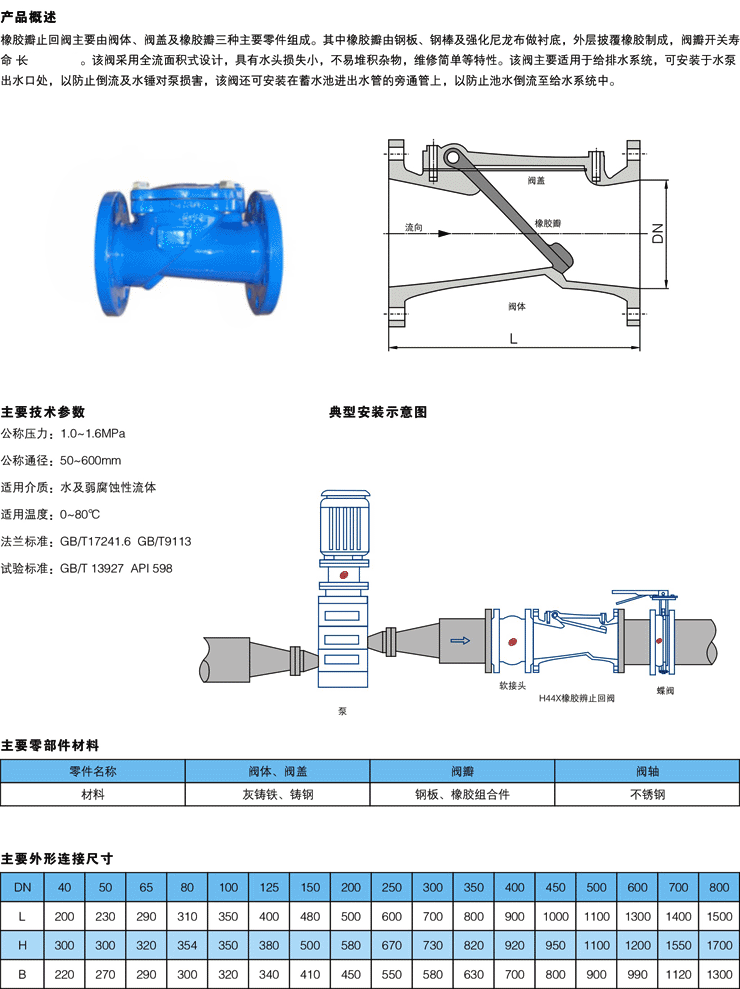 橡胶瓣止回阀,SFCV橡胶瓣止回阀外形结构尺寸图 橡胶瓣止回阀,SFCV橡胶瓣止回阀外形结构尺寸图